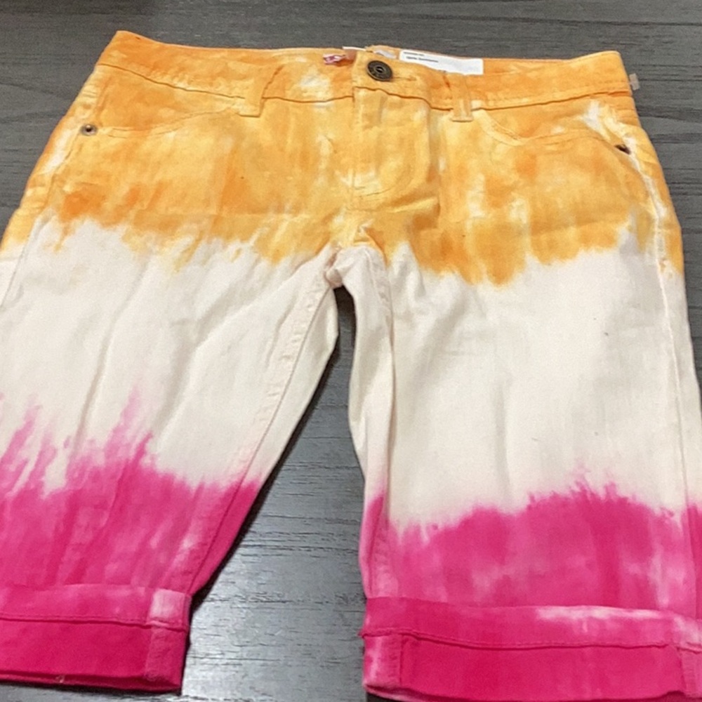 New Orange and Pink Tie-Dye Shorts